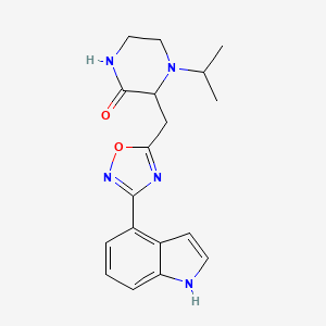 molecular formula C18H21N5O2 B6068476 3-{[3-(1H-indol-4-yl)-1,2,4-oxadiazol-5-yl]methyl}-4-isopropyl-2-piperazinone trifluoroacetate 