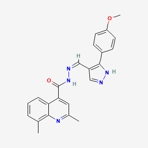 molecular formula C23H21N5O2 B6068510 N'-{[3-(4-methoxyphenyl)-1H-pyrazol-4-yl]methylene}-2,8-dimethyl-4-quinolinecarbohydrazide 