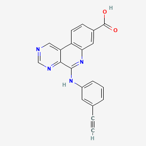 molecular formula C20H12N4O2 B606853 5-((3-乙炔基苯基)氨基)嘧啶并[4,5-c]喹啉-8-甲酸 CAS No. 1009821-06-0