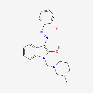 molecular formula C21H23FN4O B6068564 1-[(3-methylpiperidin-1-yl)methyl]-1H-indole-2,3-dione 3-[(2-fluorophenyl)hydrazone] 