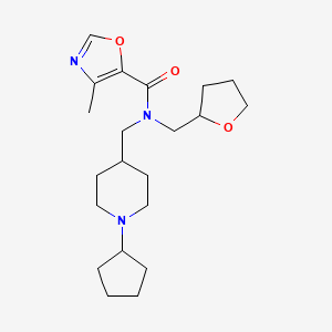 molecular formula C21H33N3O3 B6068568 N-[(1-cyclopentyl-4-piperidinyl)methyl]-4-methyl-N-(tetrahydro-2-furanylmethyl)-1,3-oxazole-5-carboxamide 