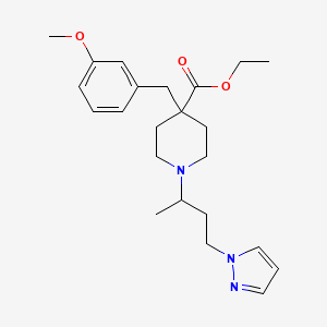 molecular formula C23H33N3O3 B6068580 ethyl 4-(3-methoxybenzyl)-1-[1-methyl-3-(1H-pyrazol-1-yl)propyl]-4-piperidinecarboxylate 