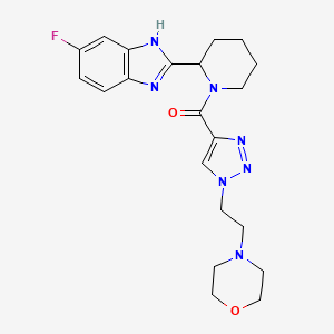 molecular formula C21H26FN7O2 B6068595 5-fluoro-2-[1-({1-[2-(4-morpholinyl)ethyl]-1H-1,2,3-triazol-4-yl}carbonyl)-2-piperidinyl]-1H-benzimidazole 