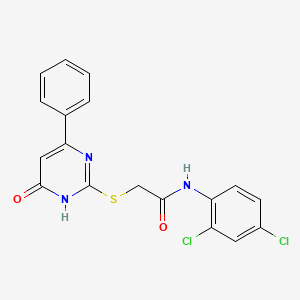 molecular formula C18H13Cl2N3O2S B6068604 N-(2,4-dichlorophenyl)-2-[(6-oxo-4-phenyl-1,6-dihydro-2-pyrimidinyl)thio]acetamide 