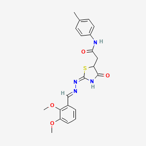 molecular formula C21H22N4O4S B6068612 2-{2-[(2,3-dimethoxybenzylidene)hydrazono]-4-oxo-1,3-thiazolidin-5-yl}-N-(4-methylphenyl)acetamide 