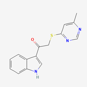 molecular formula C15H13N3OS B6068678 1-(1H-indol-3-yl)-2-[(6-methylpyrimidin-4-yl)thio]ethanone 