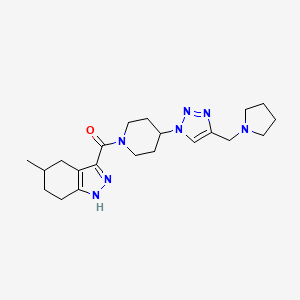 molecular formula C21H31N7O B6068690 5-methyl-3-({4-[4-(pyrrolidin-1-ylmethyl)-1H-1,2,3-triazol-1-yl]piperidin-1-yl}carbonyl)-4,5,6,7-tetrahydro-2H-indazole 
