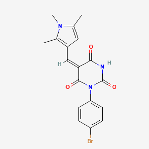 molecular formula C18H16BrN3O3 B6068739 1-(4-bromophenyl)-5-[(1,2,5-trimethyl-1H-pyrrol-3-yl)methylene]-2,4,6(1H,3H,5H)-pyrimidinetrione 