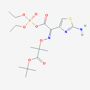 molecular formula C17H28N3O8PS B060688 Tert-butyl 2-[(Z)-[1-(2-amino-1,3-thiazol-4-yl)-2-diethoxyphosphoryloxy-2-oxoethylidene]amino]oxy-2-methylpropanoate CAS No. 179258-52-7