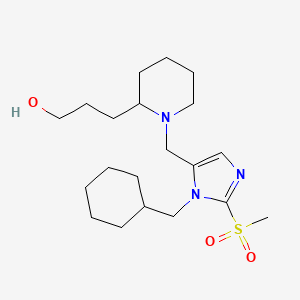 molecular formula C20H35N3O3S B6068859 3-(1-{[1-(cyclohexylmethyl)-2-(methylsulfonyl)-1H-imidazol-5-yl]methyl}-2-piperidinyl)-1-propanol 