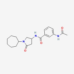 molecular formula C20H27N3O3 B6068942 3-(acetylamino)-N-(1-cycloheptyl-5-oxo-3-pyrrolidinyl)benzamide 