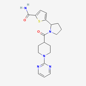 molecular formula C19H23N5O2S B6068946 5-(1-{[1-(2-pyrimidinyl)-4-piperidinyl]carbonyl}-2-pyrrolidinyl)-2-thiophenecarboxamide 