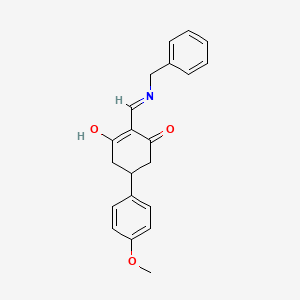 molecular formula C21H21NO3 B6068952 2-[(benzylamino)methylene]-5-(4-methoxyphenyl)-1,3-cyclohexanedione 