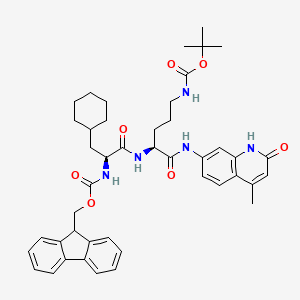 molecular formula C44H55N5O7 B606896 tert-butyl N-[(4S)-4-[[(2S)-3-cyclohexyl-2-(9H-fluoren-9-ylmethoxycarbonylamino)propanoyl]amino]-5-[(4-methyl-2-oxo-1H-quinolin-7-yl)amino]-5-oxopentyl]carbamate CAS No. 1308833-36-4