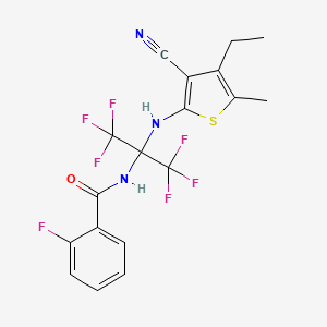 molecular formula C18H14F7N3OS B6068968 N-[1-[(3-cyano-4-ethyl-5-methyl-2-thienyl)amino]-2,2,2-trifluoro-1-(trifluoromethyl)ethyl]-2-fluorobenzamide 