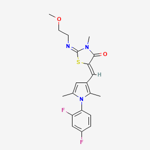 molecular formula C20H21F2N3O2S B606898 (5Z)-5-[[1-(2,4-difluorophenyl)-2,5-dimethylpyrrol-3-yl]methylidene]-2-(2-methoxyethylimino)-3-methyl-1,3-thiazolidin-4-one CAS No. 1345858-76-5