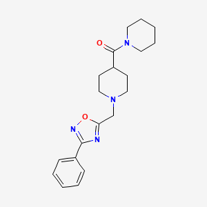 molecular formula C20H26N4O2 B6068989 1-[(3-phenyl-1,2,4-oxadiazol-5-yl)methyl]-4-(1-piperidinylcarbonyl)piperidine 