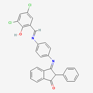 molecular formula C28H18Cl2N2O2 B6068999 3-({4-[(3,5-dichloro-2-hydroxybenzylidene)amino]phenyl}imino)-2-phenyl-1-indanone 