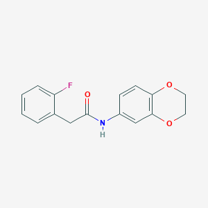 molecular formula C16H14FNO3 B6069014 N-(2,3-dihydro-1,4-benzodioxin-6-yl)-2-(2-fluorophenyl)acetamide 