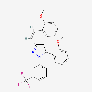 molecular formula C26H23F3N2O2 B6069061 5-(2-methoxyphenyl)-3-[2-(2-methoxyphenyl)vinyl]-1-[3-(trifluoromethyl)phenyl]-4,5-dihydro-1H-pyrazole 
