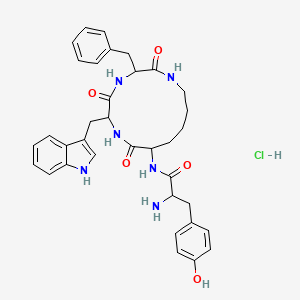 molecular formula C35H41ClN6O5 B606907 (S)-N-((3S,6S,9R)-6-((1H-indol-3-yl)methyl)-3-benzyl-2,5,8-trioxo-1,4,7-triazacyclotridecan-9-yl)-2-amino-3-(4-hydroxyphenyl)propanamide hydrochloride CAS No. 1161517-81-2