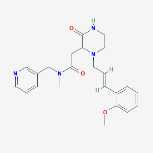 molecular formula C23H28N4O3 B6069073 2-{1-[(2E)-3-(2-methoxyphenyl)-2-propen-1-yl]-3-oxo-2-piperazinyl}-N-methyl-N-(3-pyridinylmethyl)acetamide 