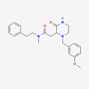 molecular formula C23H29N3O3 B6069081 2-[1-(3-methoxybenzyl)-3-oxo-2-piperazinyl]-N-methyl-N-(2-phenylethyl)acetamide 