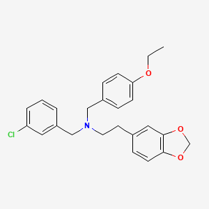 molecular formula C25H26ClNO3 B6069085 2-(1,3-benzodioxol-5-yl)-N-(3-chlorobenzyl)-N-(4-ethoxybenzyl)ethanamine 