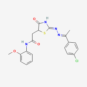 molecular formula C20H19ClN4O3S B6069087 2-(2-{[1-(4-chlorophenyl)ethylidene]hydrazono}-4-hydroxy-2,5-dihydro-1,3-thiazol-5-yl)-N-(2-methoxyphenyl)acetamide 