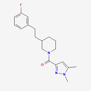 molecular formula C19H24FN3O B6069122 1-[(1,5-dimethyl-1H-pyrazol-3-yl)carbonyl]-3-[2-(3-fluorophenyl)ethyl]piperidine 