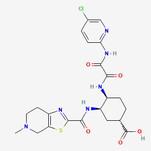 molecular formula C22H25ClN6O5S B606914 环己烷羧酸，4-((2-((5-氯-2-吡啶基)氨基)-2-氧代乙酰)氨基)-3-(((4,5,6,7-四氢-5-甲基噻唑并(5,4-C)吡啶-2-基)羰基)氨基)-，(1S,3R,4S)- CAS No. 834919-19-6