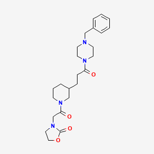 molecular formula C24H34N4O4 B6069144 3-(2-{3-[3-(4-benzyl-1-piperazinyl)-3-oxopropyl]-1-piperidinyl}-2-oxoethyl)-1,3-oxazolidin-2-one 