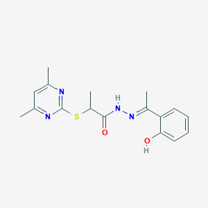 molecular formula C17H20N4O2S B6069170 2-[(4,6-dimethyl-2-pyrimidinyl)thio]-N'-[1-(2-hydroxyphenyl)ethylidene]propanohydrazide 