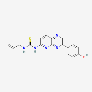 molecular formula C17H15N5OS B606918 硫脲, N-(3-(4-羟基苯基)吡啶(2,3-b)吡嗪-6-基)-N'-2-增丙烯基- CAS No. 800394-83-6