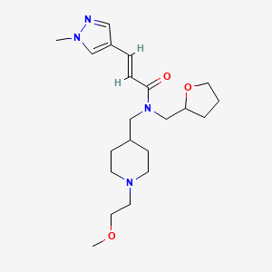 molecular formula C21H34N4O3 B6069197 (2E)-N-{[1-(2-methoxyethyl)-4-piperidinyl]methyl}-3-(1-methyl-1H-pyrazol-4-yl)-N-(tetrahydro-2-furanylmethyl)acrylamide 