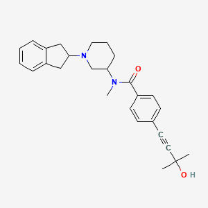 molecular formula C27H32N2O2 B6069202 N-[1-(2,3-dihydro-1H-inden-2-yl)-3-piperidinyl]-4-(3-hydroxy-3-methyl-1-butyn-1-yl)-N-methylbenzamide 