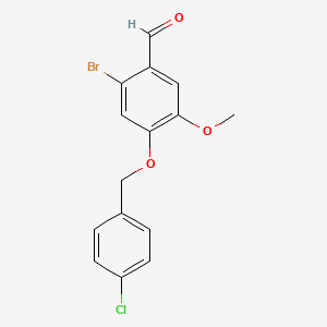 molecular formula C15H12BrClO3 B6069219 2-bromo-4-[(4-chlorobenzyl)oxy]-5-methoxybenzaldehyde 