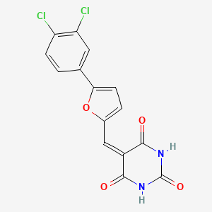 molecular formula C15H8Cl2N2O4 B6069223 5-{[5-(3,4-dichlorophenyl)-2-furyl]methylene}-2,4,6(1H,3H,5H)-pyrimidinetrione 