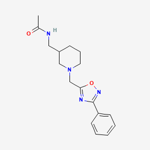 molecular formula C17H22N4O2 B6069280 N-({1-[(3-phenyl-1,2,4-oxadiazol-5-yl)methyl]-3-piperidinyl}methyl)acetamide 