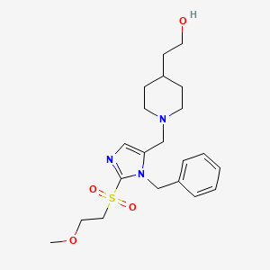 molecular formula C21H31N3O4S B6069299 2-[1-({1-benzyl-2-[(2-methoxyethyl)sulfonyl]-1H-imidazol-5-yl}methyl)-4-piperidinyl]ethanol 