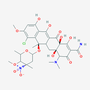 molecular formula C31H38ClN3O14 B606930 (4aR,6R,12aS)-7-氯-4-(二甲氨基)-1,4a,10,11,12a-五羟基-8-甲氧基-6-[(4S)-5-甲氧基-4,6-二甲基-4-硝基氧杂-2-基]氧基-6-甲基-3,12-二氧代-5,5a-二氢-4H-四苯并二甲酰胺 CAS No. 125622-13-1