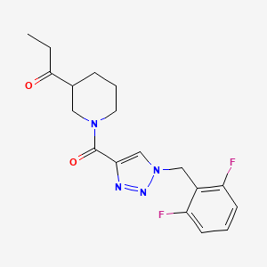 molecular formula C18H20F2N4O2 B6069349 1-(1-{[1-(2,6-difluorobenzyl)-1H-1,2,3-triazol-4-yl]carbonyl}-3-piperidinyl)-1-propanone 