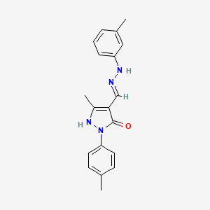 5-methyl-2-(4-methylphenyl)-4-{[2-(3-methylphenyl)hydrazino]methylene}-2,4-dihydro-3H-pyrazol-3-one