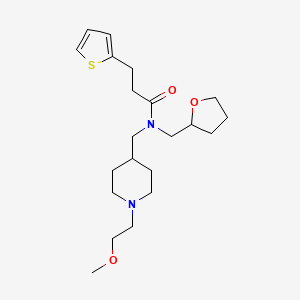 molecular formula C21H34N2O3S B6069428 N-{[1-(2-methoxyethyl)-4-piperidinyl]methyl}-N-(tetrahydro-2-furanylmethyl)-3-(2-thienyl)propanamide 