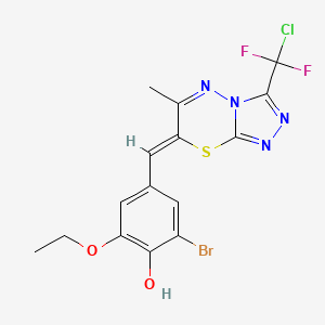 molecular formula C15H12BrClF2N4O2S B6069474 2-bromo-4-({3-[chloro(difluoro)methyl]-6-methyl-7H-[1,2,4]triazolo[3,4-b][1,3,4]thiadiazin-7-ylidene}methyl)-6-ethoxyphenol 