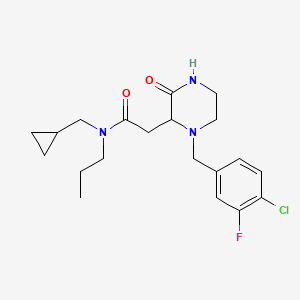 molecular formula C20H27ClFN3O2 B6069493 2-[1-(4-chloro-3-fluorobenzyl)-3-oxo-2-piperazinyl]-N-(cyclopropylmethyl)-N-propylacetamide 