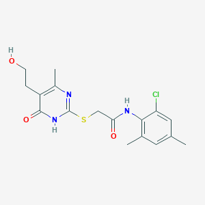 molecular formula C17H20ClN3O3S B6069499 N-(2-chloro-4,6-dimethylphenyl)-2-{[5-(2-hydroxyethyl)-4-methyl-6-oxo-1,6-dihydro-2-pyrimidinyl]thio}acetamide 