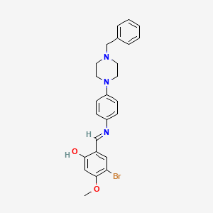 molecular formula C25H26BrN3O2 B6069506 2-({[4-(4-benzyl-1-piperazinyl)phenyl]imino}methyl)-4-bromo-5-methoxyphenol 