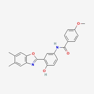 molecular formula C23H20N2O4 B6069513 N-[3-(5,6-dimethyl-1,3-benzoxazol-2-yl)-4-hydroxyphenyl]-4-methoxybenzamide 