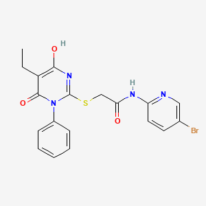 molecular formula C19H17BrN4O3S B6069520 N-(5-bromo-2-pyridinyl)-2-[(5-ethyl-4-hydroxy-6-oxo-1-phenyl-1,6-dihydro-2-pyrimidinyl)thio]acetamide 